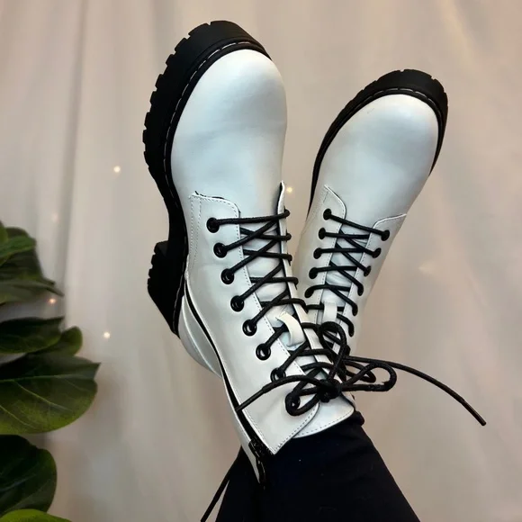 Story | Shoes | White Laceup Combat Boots | Poshmark Story | Shoes | White Laceup Combat Boots | Poshmark